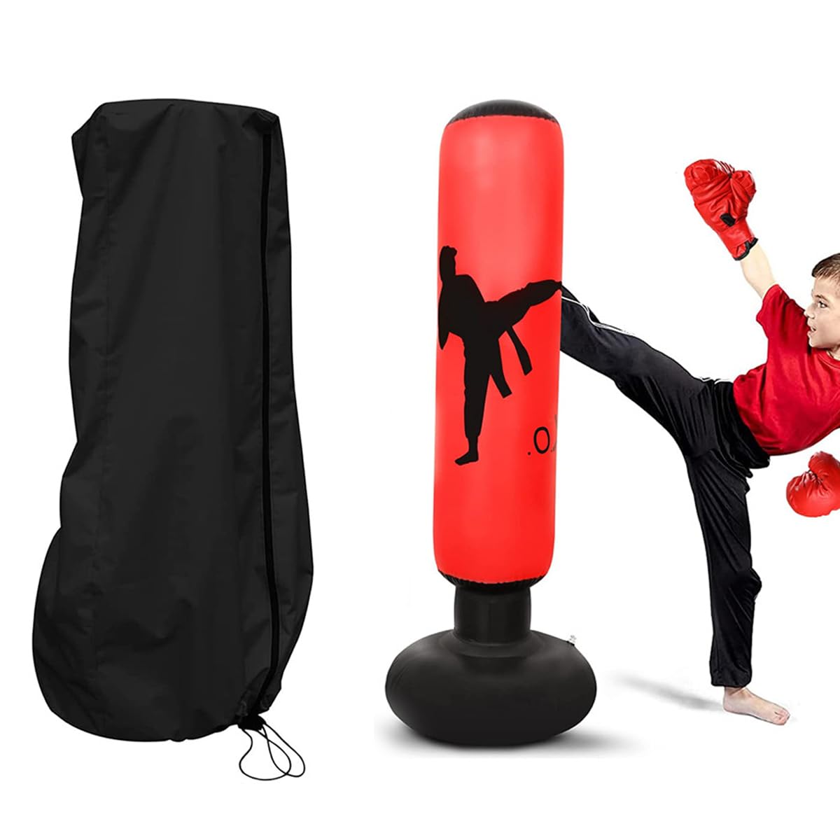 Copertura per Sacco da Boxe, 132 x 56 cm, Copertura Protettiva Resistente per Sacchi da Boxe in Piedi, Copertura Protettiva Impermeabile per Uso Interno ed Esterno, Nero