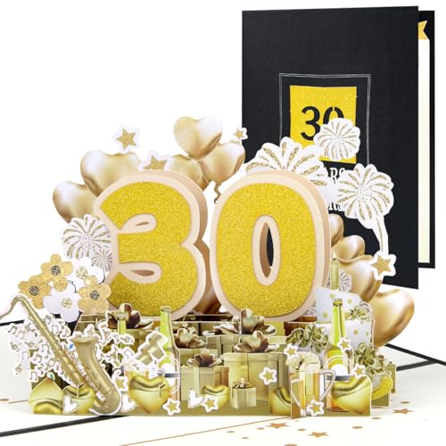 CNLITIHEKA Goldene 30. Jahrestag Karten, Pop Up 30. Jahrestag Hochzeitskarte, mit Umschlag und leere Notiz. CNLITIHEKA Goldene 30. Jahrestag Karten, Pop Up 30. Jahrestag Hochzeitskarte, mit Umschlag und leere Notiz.