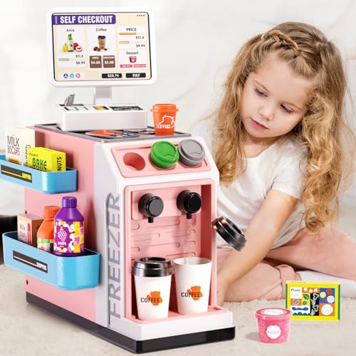 image for Jovow 48-Piece Pretend Play Cash Register Toy Set with Water Outlet Fu