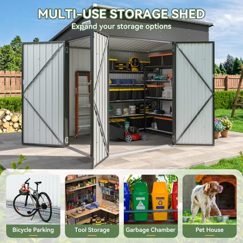 Aoxun 7.5'x4' Triple Door Shed