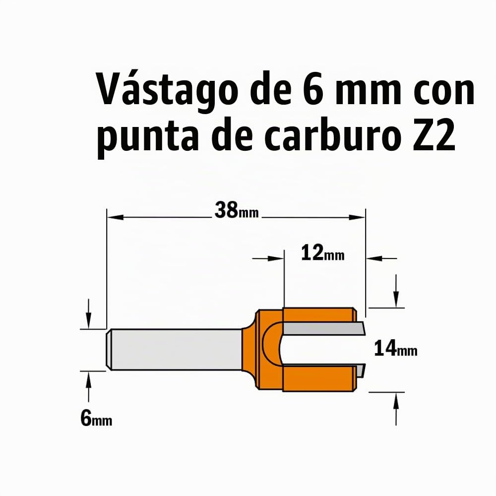 CMT Orange Tools 702.140.11 - Fresa para pernios s 6 d 14x12.7x57.15