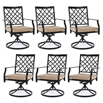 Alternative view of MEOOEM Outdoor Dining Chair Set of 6 Swivel Patio Chairs Black Metal Bistro Arm Chair for Garden Backyard