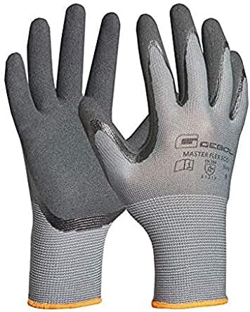 Gebol Master Flex Eco | Arbeitshandschuhe mit Nitril-Beschichtung für einen sicheren Griff | Nitrilhandschuhe für Werkstatt & Garten | Für Herren | Größe L (Gr 9) | Grau | 1 Paar