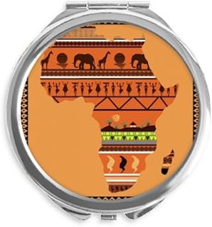 African Continent Name Landscape Map Hand Compact Mirror Round Portable Pocket Glass