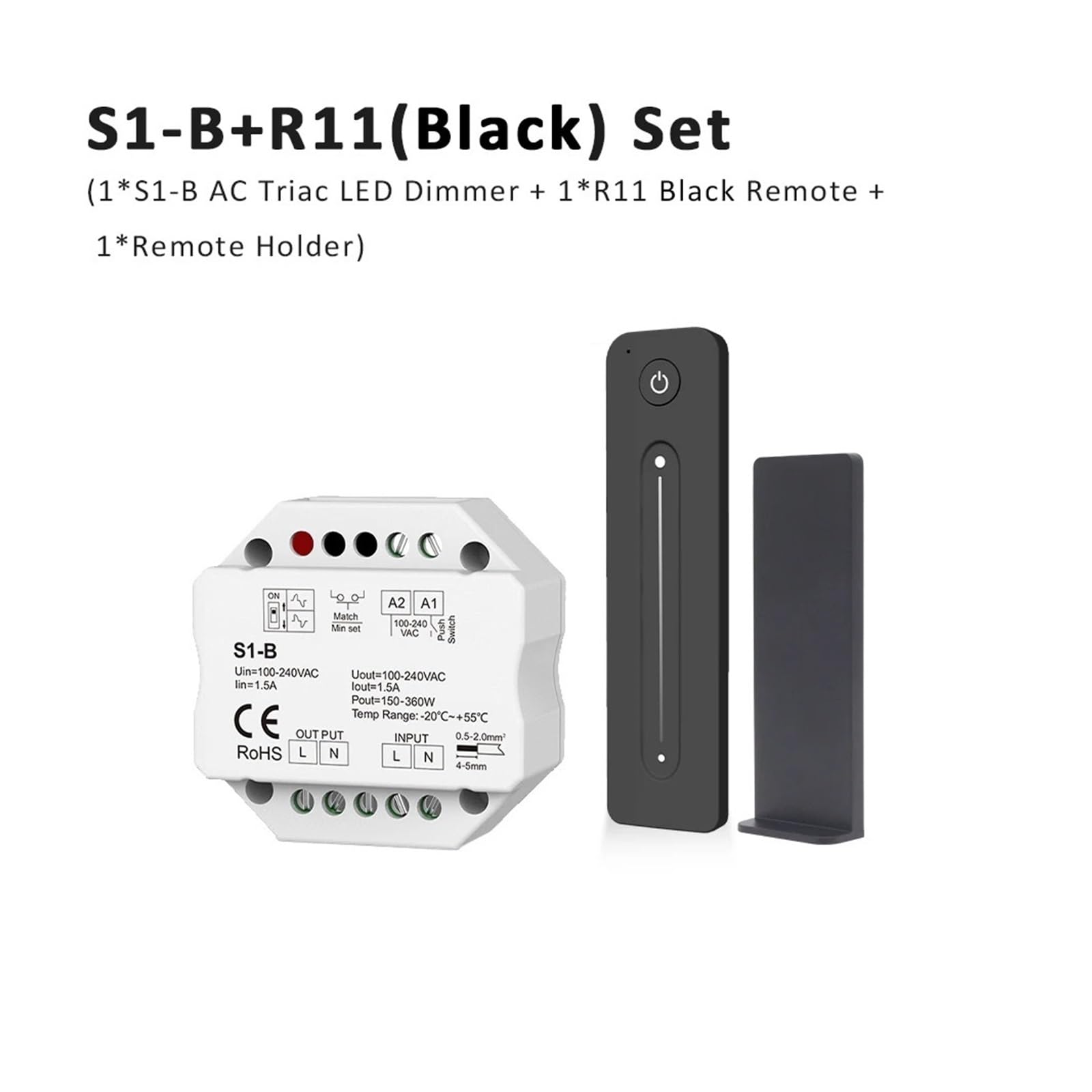 Regulador de intensidad LED AC triac 220V 230V 110V con luz con control remoto táctil 2,4G interruptor de atenuación PWM atenuación de S1-B(S1-B and Black R11)