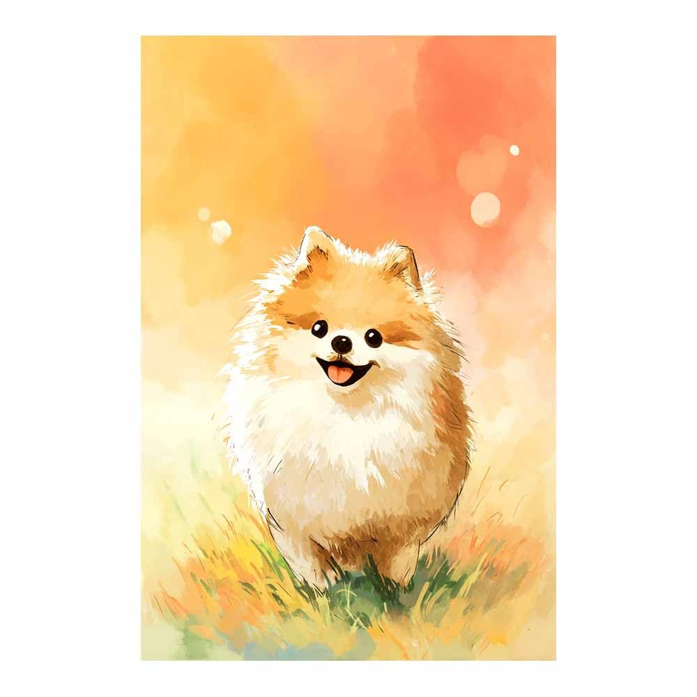 ZAMAEIU Canvas Print Wall Art Pug Painting Abstract Dog Animal Paintings, Suitable for living room, bedroom, for Kids Room Decoretc.(orange)-30x50cm Unframed