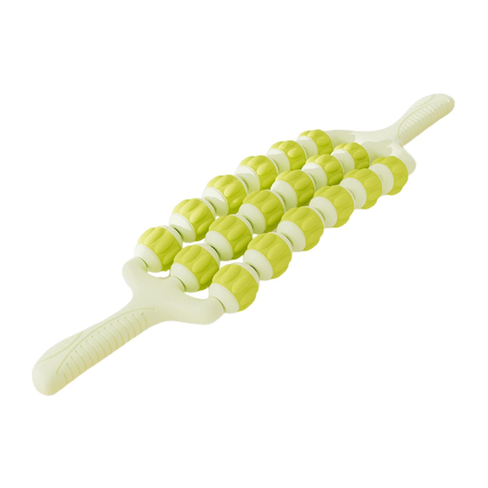 F Fityle Rodillo de masaje manual con agarre cómodo y flexible para masaje de pantorrillas y tejido profundo en muslos, celulitis, espalda, abdomen y cintura, Verde, 3 Filas