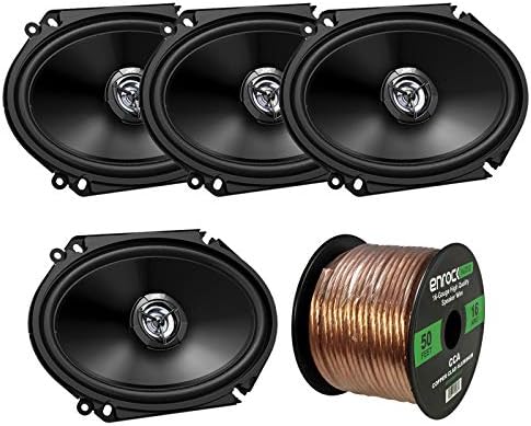 Car Speaker Package of 4X (2 Pairs) DR Series 300-Watt 6x8 Inch 2-Way Vehicle Stereo Coaxial Car Audio Speakers Bundle Combo with Enrock 50 Foot 16 Gauge Speaker Wire