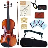 Crafteem 1/4 Student Standard Solid Wood Violin Outfit for Beginner Kids & Adults and W/Case, Bow, E