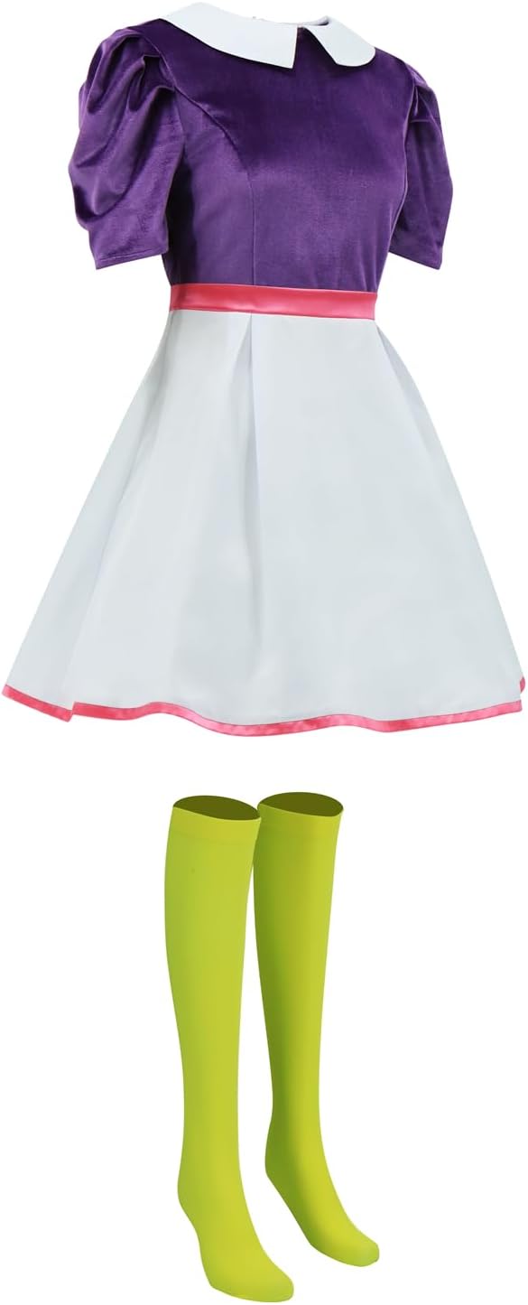 Poboola Daisy Duck Costume For Adult Mouse Friends Dress With Bow Hairband Sock Animal Cosplay Halloween Short Skirt