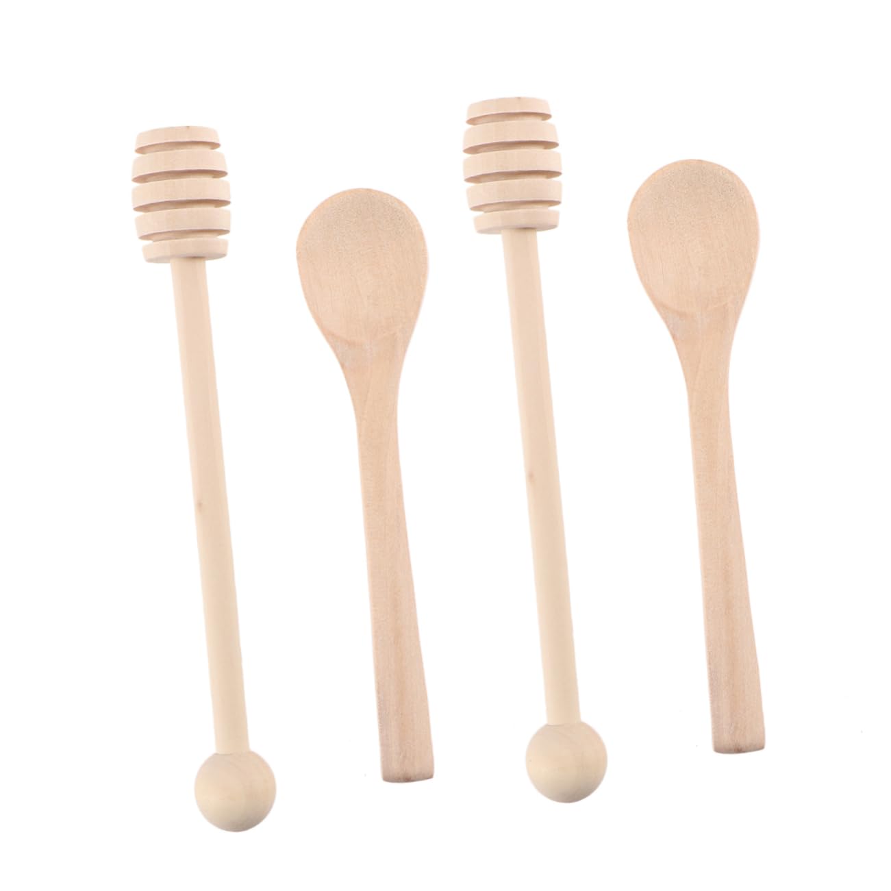 TIDTALEO 4-pack Wooden Honey Stirring Sticks Honey Spoon Set for Sticks Wedding Party Supplies