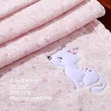 CREVENT Flauschige, warme Fleece-Decke für Mädchen, Kleinkinder, Kinderbett, Kinderwagen, 75 x 100 cm, rosa Katze