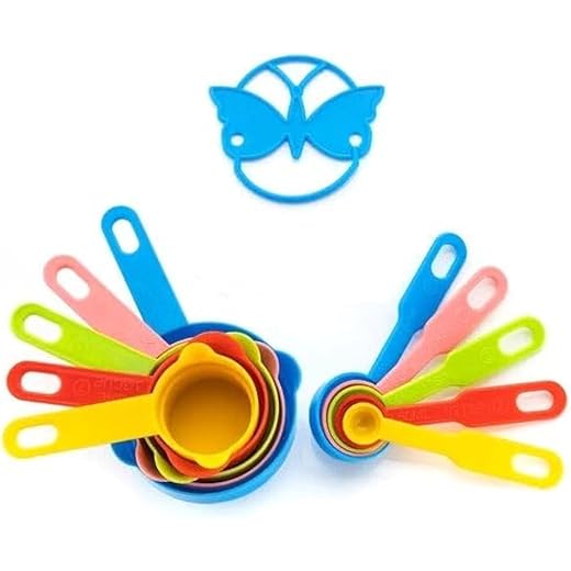 ATEVON 10-Piece Measuring Cups and Spoons Set ? Plastic Kitchen Utensils for Baking, Cooking & Precise Ingredient Measuring