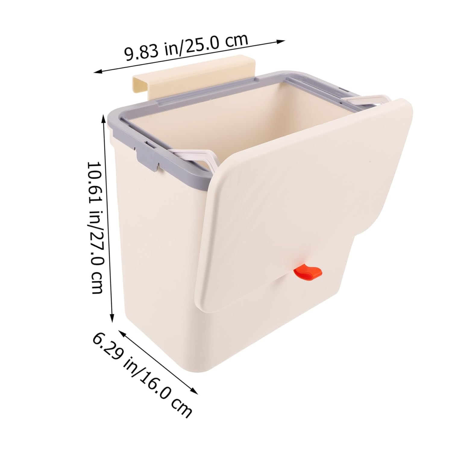 Wall-Mounted Trash Storage Bin with Lid, White Kitchen Garbage Can, Portable Hanging Wastebasket for Bathroom and Home Organization