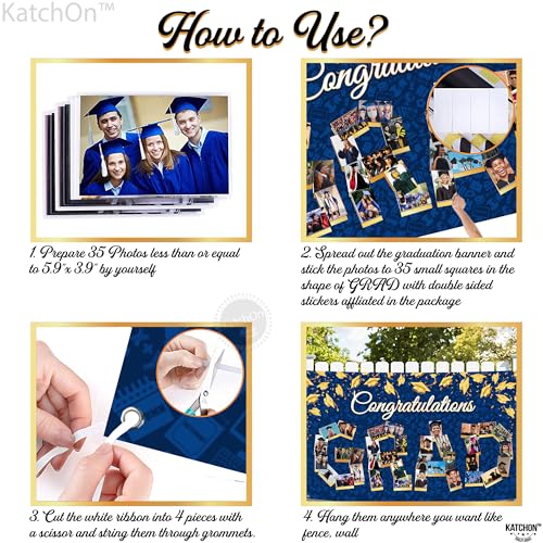 Image of KatchOn, Congratulations Graduation Photo Banner - Xtralarge, 72x44 Inch | Personalized Grad Photo Banner | Blue and Gold Congratulations Grad Backdrop | Graduation Decorations 2026