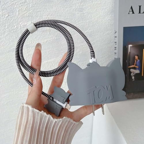 Image of 25W Charger Protector for Samsung, Protective Silicone Case Cover 25W Power Adapter Charger with Wire Saver-Grey Tom