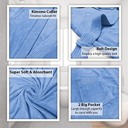 Image of Sassoon Venir Microfiber Bathrobe with Slippers for Men & Women, Unisex Luxury Bathrobe Towel, Spa Robe Combed (Pack of 1) - Heaven Color