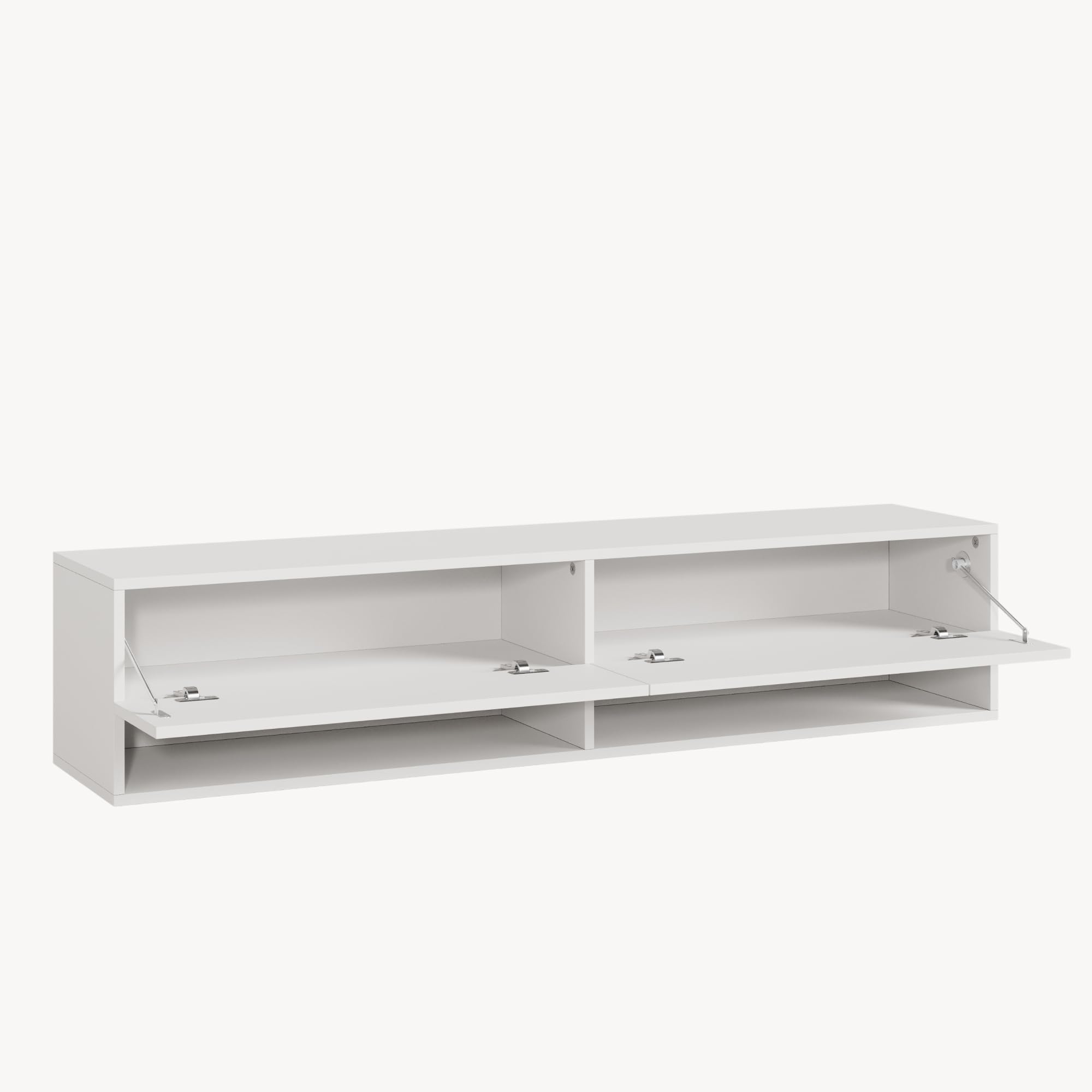 [en.casa] Mobile Porta TV da Parete a 2 Ante Bianco 140x31x30 cm | 2 Ante a Ribalta, Scomparti Chiusi Aperti, Mobile Contenitore Sospeso, Stand Multimediale Soggiorno Living