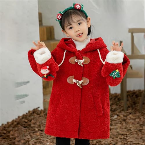 Kids Girls Fleece Button Hooded Coat Solid Color Ear Shape Jacket with Pockets Gloves Toddler Girls Cute Comfy Clothes2