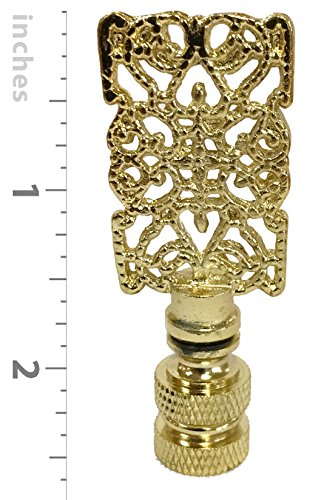 Image of Royal Designs Rectangle Center Cross Filigree 2.5 inch Lamp Finial for Lamp Shade, Polished Brass - Set of 2