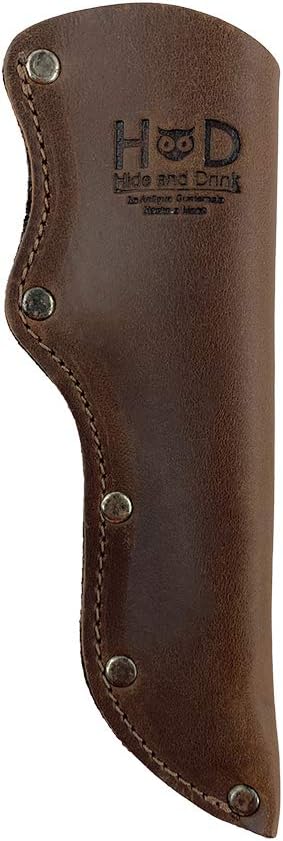 Hide & Drink, Funda de cuero grueso Mora para cuchillos con trabilla para cinturón, hecha a mano incluye 101 años de garantía
