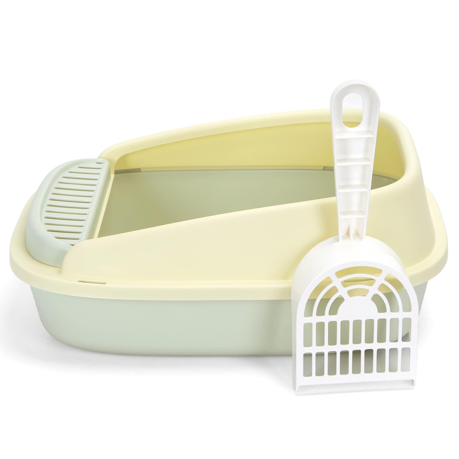 Cat litter box with shovel, easy cleaning, compact design, prevents odors; ideal for maintaining the hygiene of your pet.