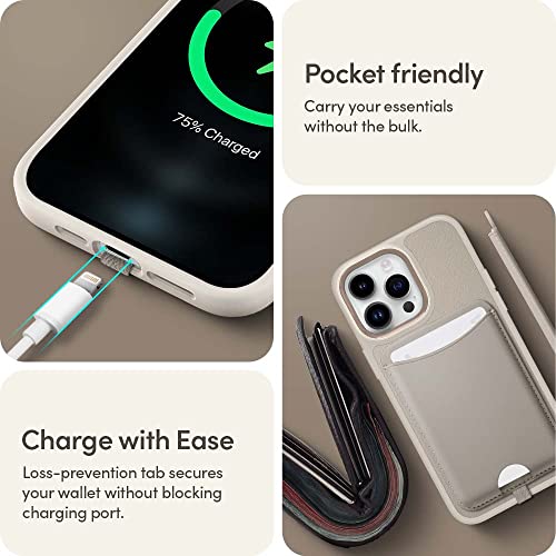 Image of Spigen Men Faux Leather Cyrill Kajuk Mag Wallet Magnetic Card Holder [Compatible with iPhone 16 / iPhone 15 / iPhone 14 / iPhone 13 / iPhone 12 Series] - Cream