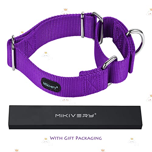 Mikivery Martingale Dog Collar Nylon Adjustable And Safety Training Colourful Comfortable Metal Buckle Pet Collars For Small Medium And Large Dogs(Purple,M) #TOP2