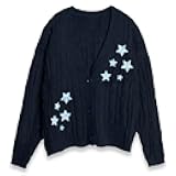 Midnights Cardigan - Cozy Knit Sweater Soft and Stylish Star Cardigan Fan Gift Navy Blue
