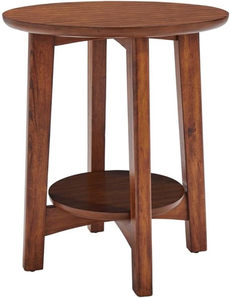Monterey 20" Round Mid-Century Modern Wood End Table, Warm Chestnut