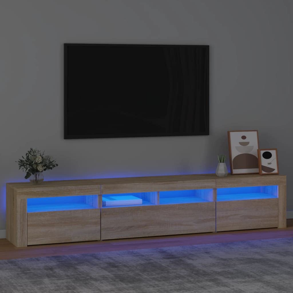 vidaXL Mueble de TV con Luces LED Roble Sonoma 210x35x40 cm