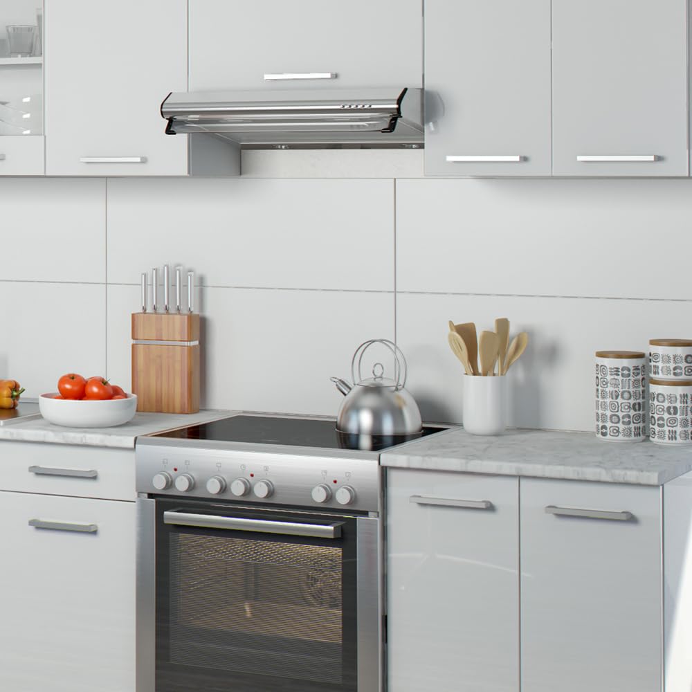 Vicco Cucina componibile Raul, Bianco lucido/bianco, 240 cm, PL Marmo, combinabile in modo flessibile con elementi modulari
