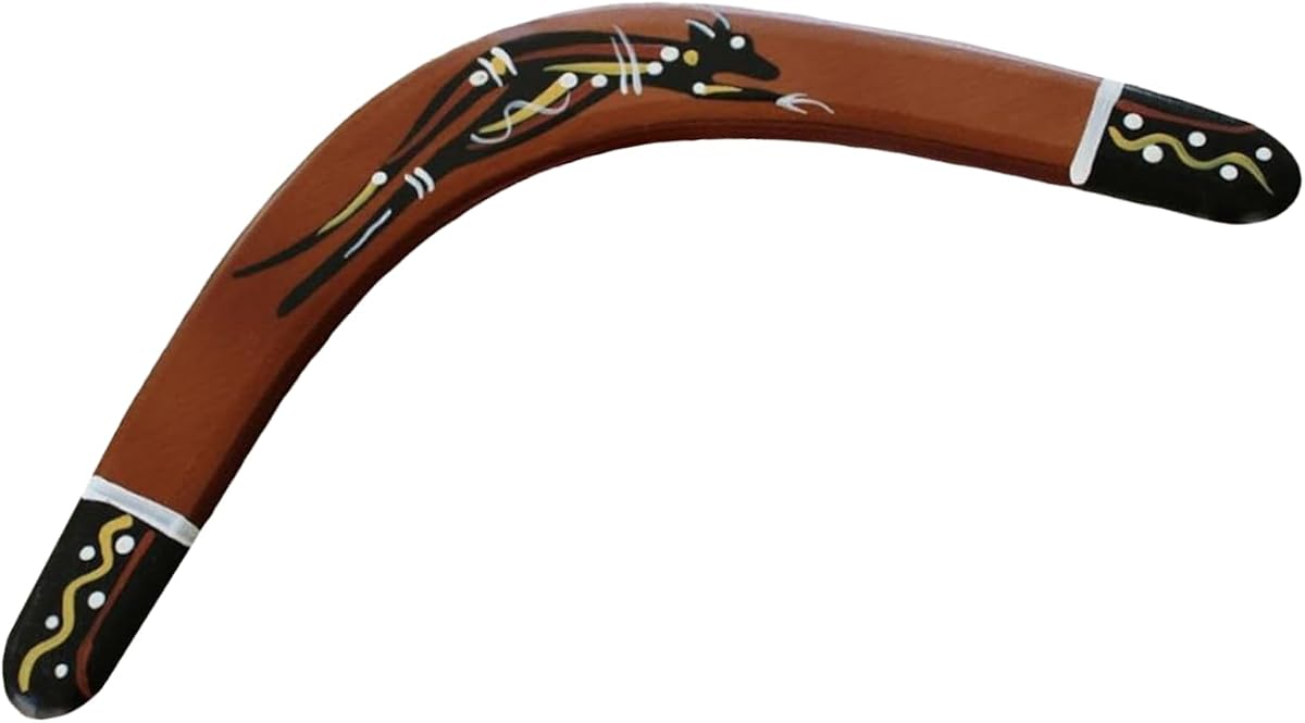 Boomerang Native Art Boomerang Pintado a Mano - 34 cm, Canguro, Australiano