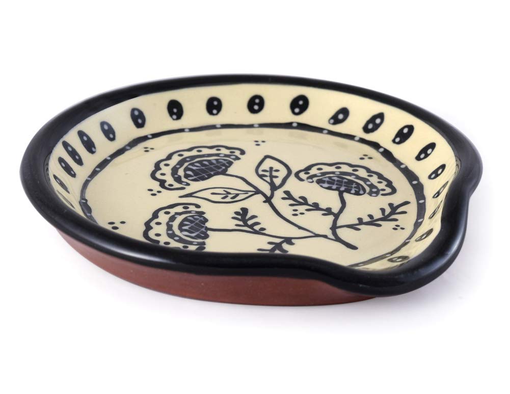 American Made Terracotta Pottery Kitchen Spoon Rest, Queen Anne's Lace