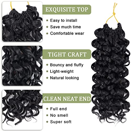Gogo Curl Crochet Hair 8 Packs Water Wave Crochet Hair 12 Inch Curly Crochet Hair For Women Short Beach Curl Crochet Hair Synthetic Deep Twist Crochet Hair Extensions(1B#) #TOP2