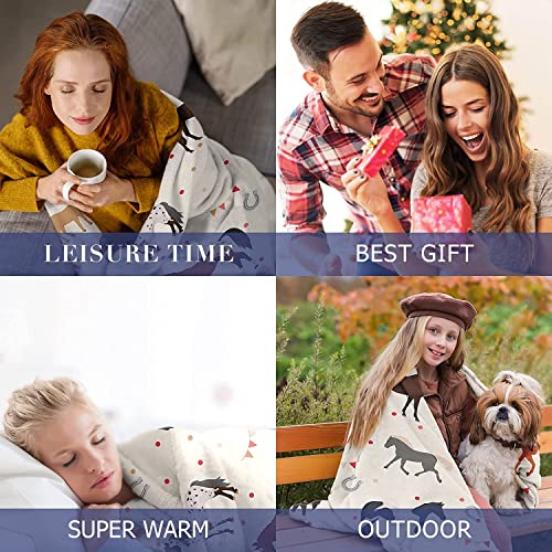 Horse Blanket, Soft Warm Fuzzy Fleece Plush Blanket 60''X50'', Smooth Cozy Flannel Throw Blanket For Bed/Couch/Office/Camping #TOP5