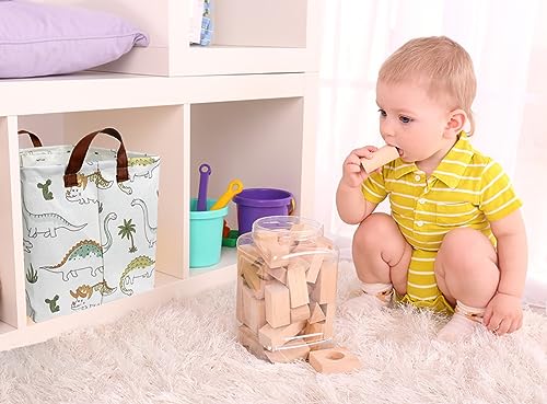 Image of NTAOHAMPER Rectangular Dinosaur Basket, Books Box, Storage Trunk, Gift Basket, Room Decor(Light Dinosaur)
