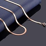 Material: Metall LHX  Charm Punk Edelstahl Flache Halskette Gold Silber Schwarz Rose Wasserdicht Film Schlangenkette Männer Und Frauen Geschenk Schmuck, Gold, 45 cm