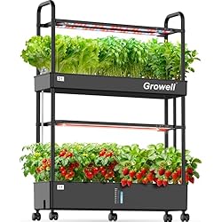Growell 60-Pod Hydroponics Growing System, Large Vertical Hydroponic Garden with Smart Full-Spectrum Grow Lights, Auto Circulating Water, Mobile Indoor Gardening System for Herbs, Vegetables & Fruits