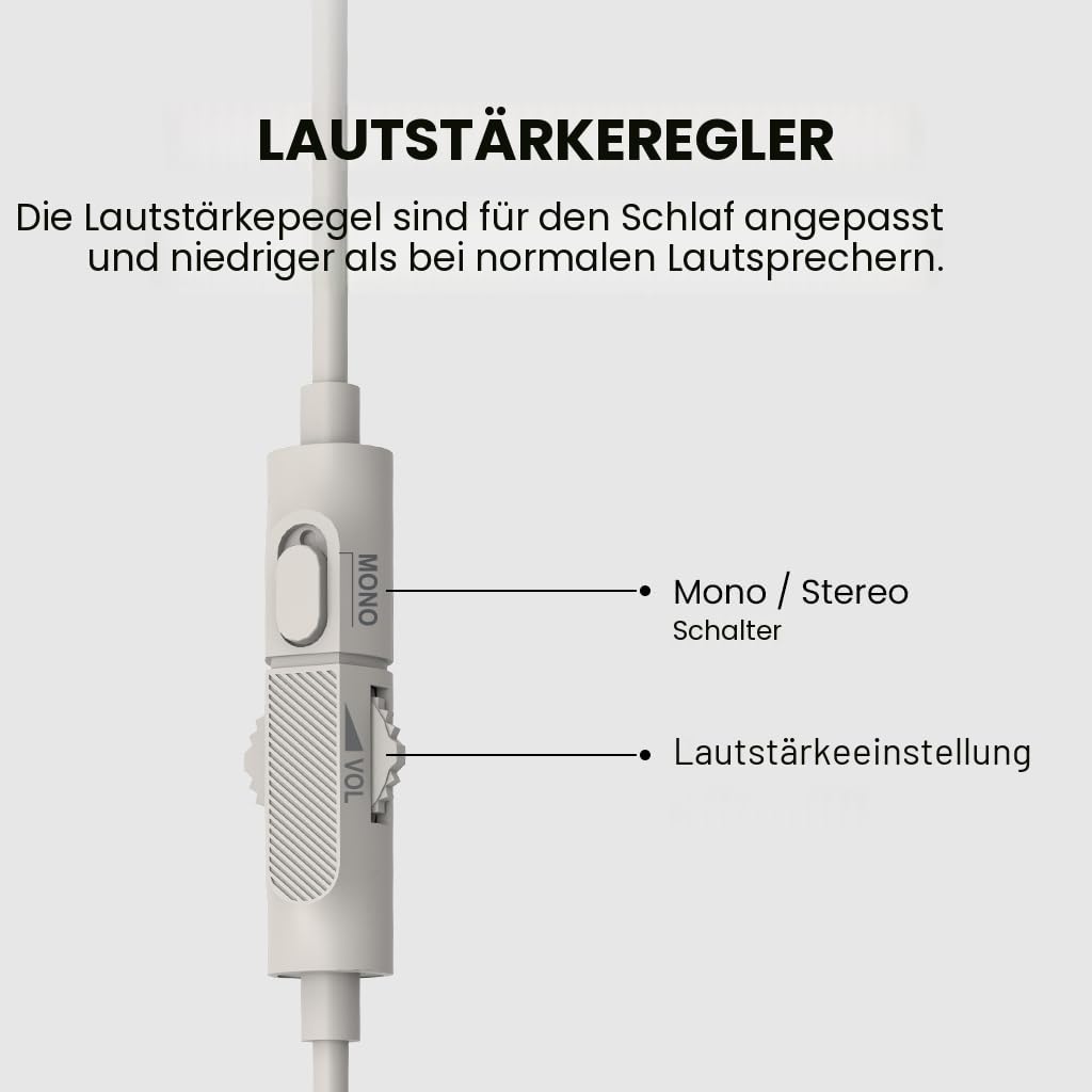 Avantree Slumber B Kissenlautsprecher für Seitenschläfer, kabelgebunden, USB-C & AUX, Podcasts & Hörbücher