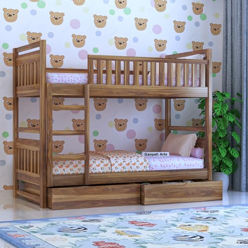 Ganpati Arts Solid Sheesham Wood Swift Bunk Bed Twin Over Bed wit...