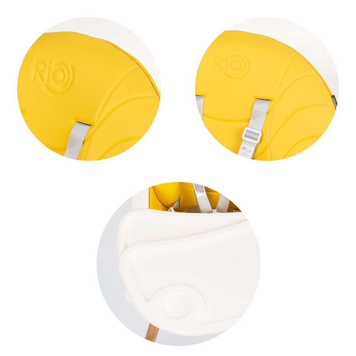 Chipolino Rio 2in1 seggiolone, seggiolone gambe antiscivolo 5 punti di sicurezza, colorazione:bianco giallo