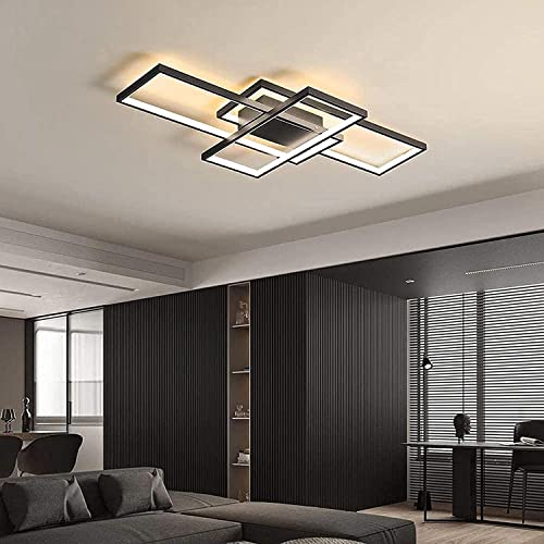 LED Ceiling Light, 45W Modern Dimmable Ceiling Lighting, Square Ceiling Lamp with Remote Control for Living Room Dining Room Bedroom, 2700-6500K Close to Ceiling Light Fixture (Black, 80CM) - Image 5