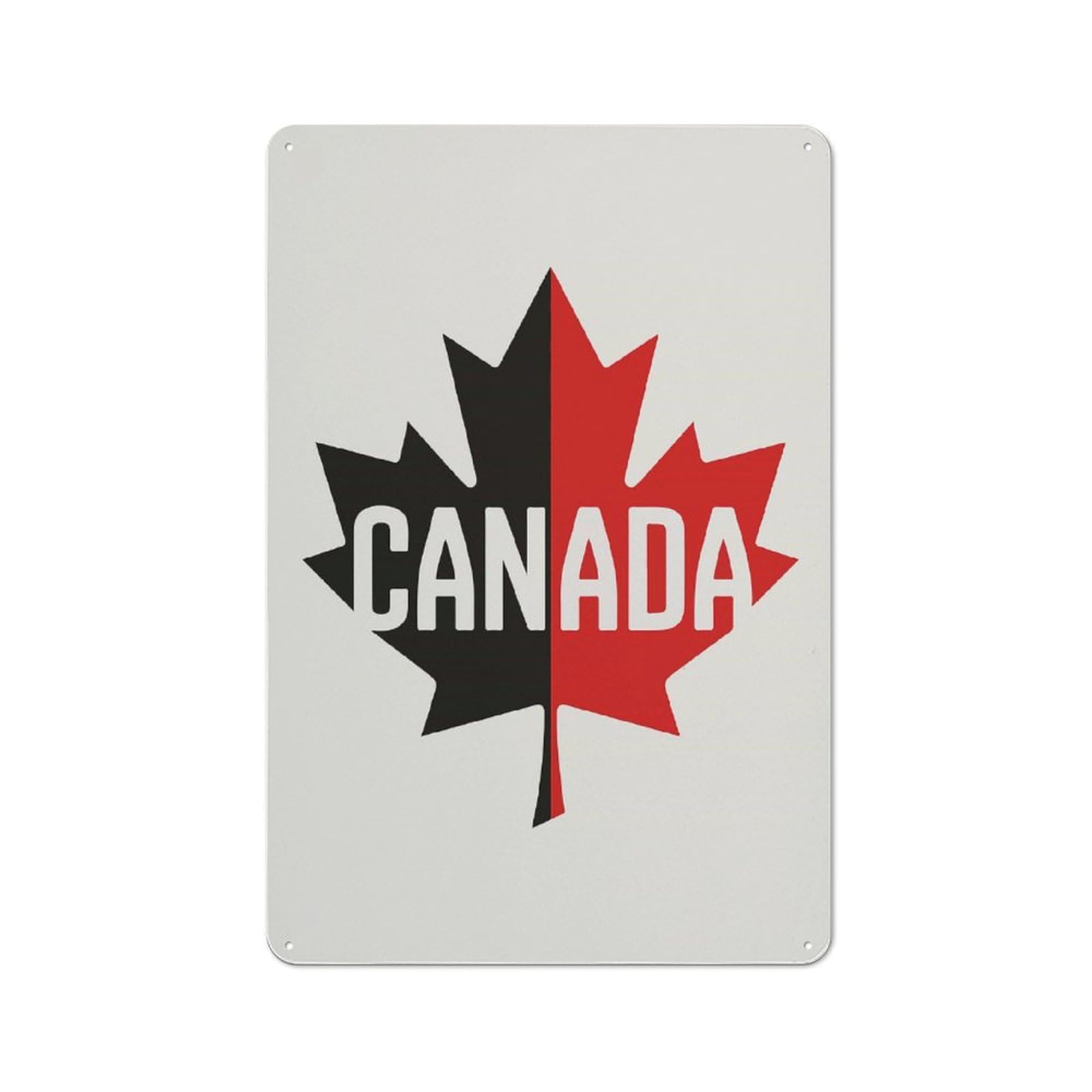 Junmoney Canada Maple Leaf Graphic Vintage Metal Sign 30X20cm For Lounge Or Reading Corner, For Garage, Workshop And Man Cave Decoration