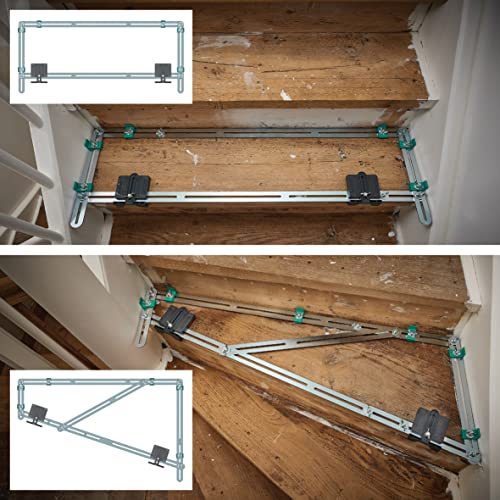 wolfcraft Treppenlehre 5210000 – Messwerkzeug für den Treppenbau – Treppenschablone zum Übertragen von Stufenmaßen – Auch perfekt für Wendeltreppen