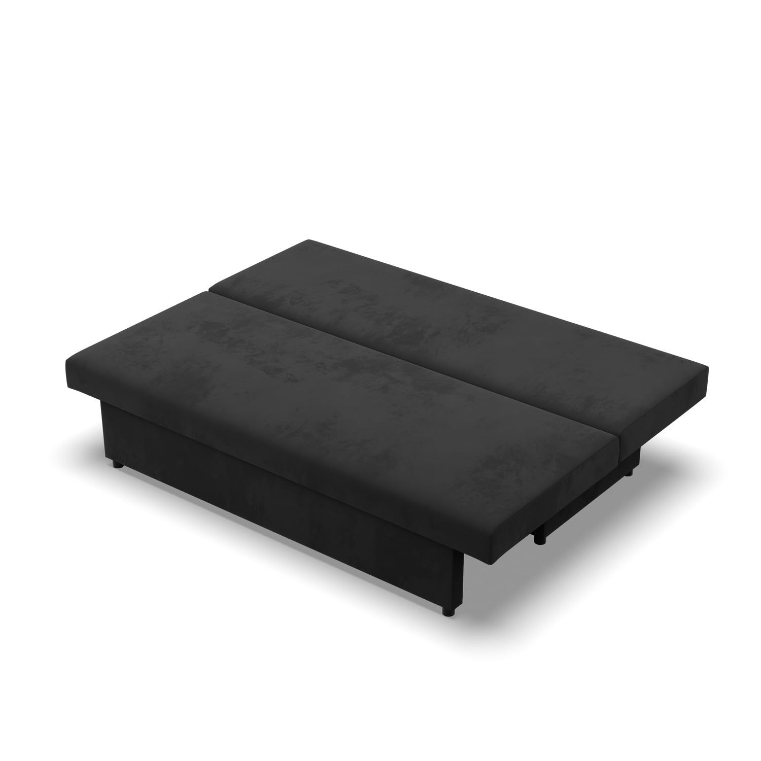 Mebligo - Sofa 3-Sitzer NOLA mit Schlaffunktion und Bettkasten, Schaum, schwarz