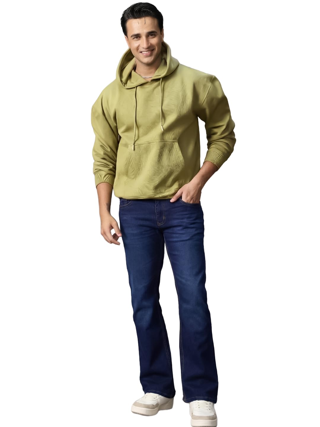 Men's Stretch Fit Mid Rise Washed Bootcut Jeans Stretchable