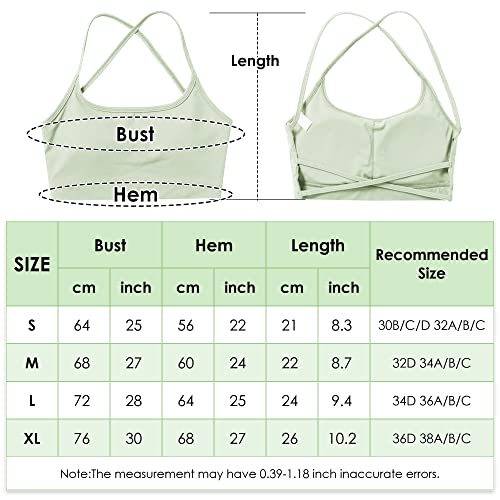 Feoya Women Workout Sport Bra Cross Back Yoga Bra Athletic Low Support Fitness Bra Padded Comfortable Strappy Bra With Removable Pads Green L #TOP2
