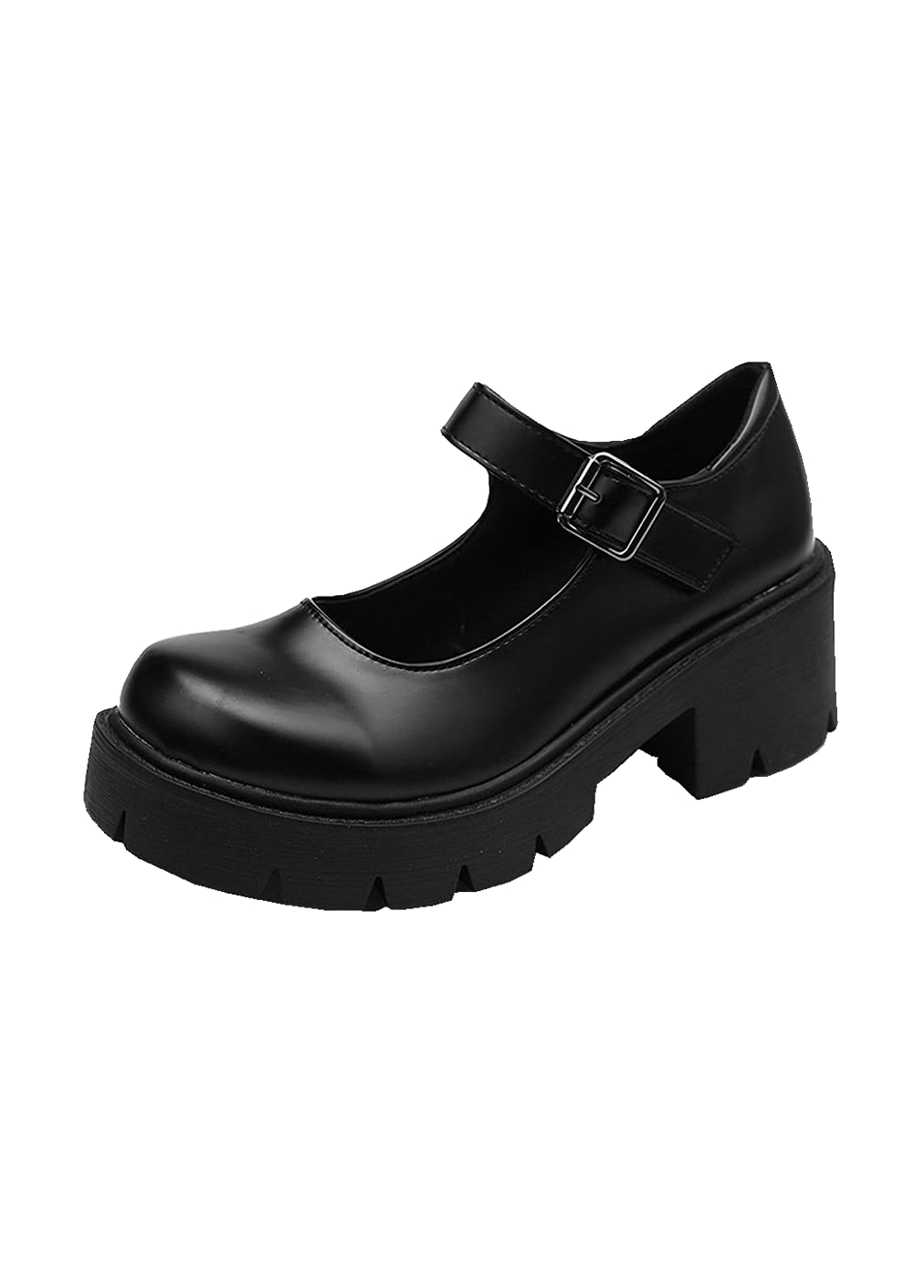 Womens Platform Mary Janes Shoes Sweet Toe Ankle Lolita Gothic Pumps Chunky Patent Leather