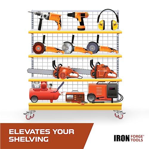Image of Iron Forge Tools Rolling Storage Rack Caster Wheels Heavy Duty - Set of 4 Locking Castor 3 Inch 530 lb Capacity for Boltless Self Locking Shelving Racks, Nylon and Steel Ball Bearing Wheels